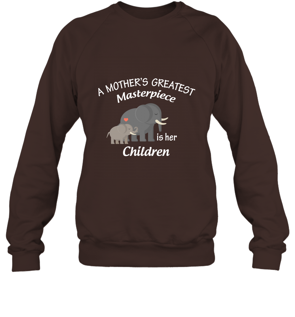 A Mothers Greatest Masterpiece Is Her Children Elephants Family Shirt Sweatshirt Dark Chocolate