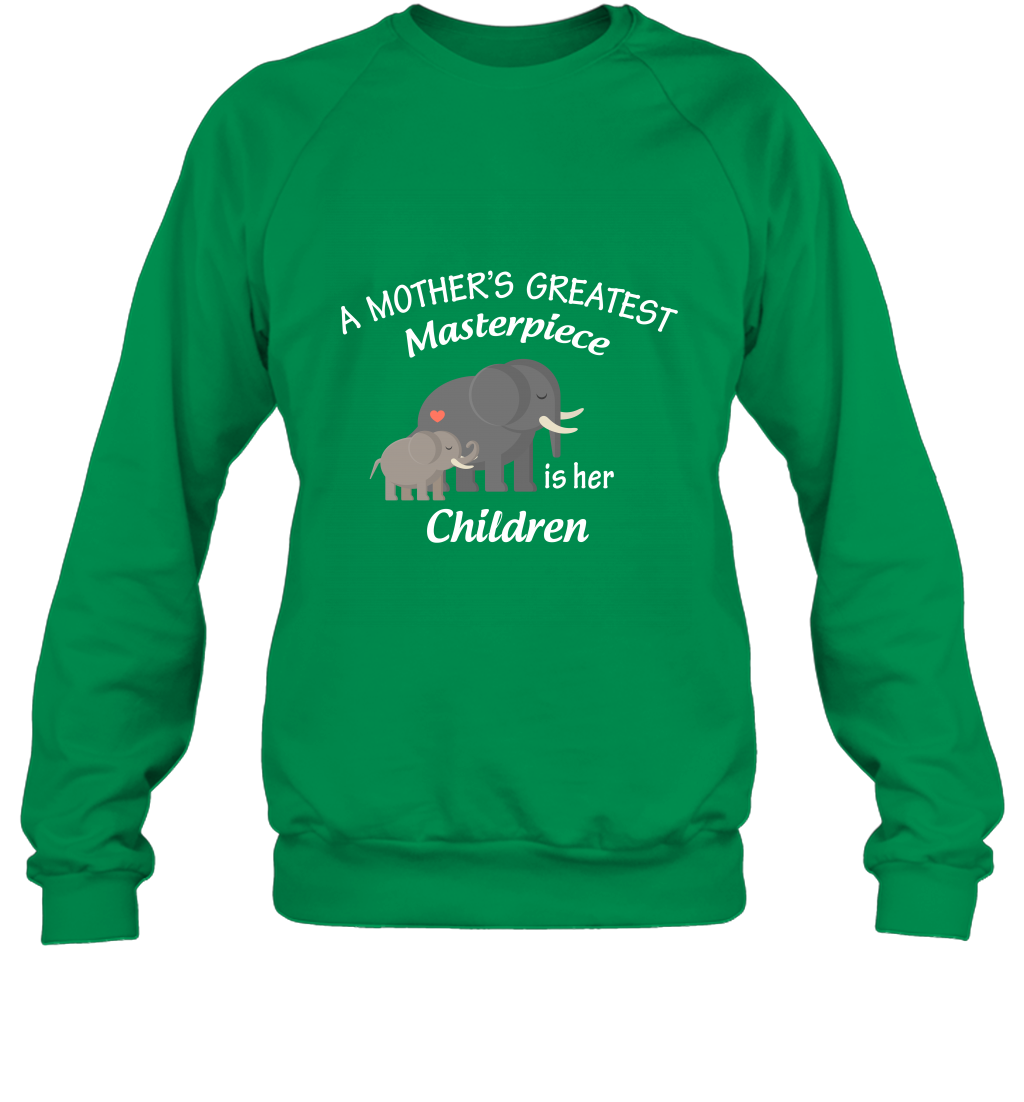 A Mothers Greatest Masterpiece Is Her Children Elephants Family Shirt Sweatshirt Irish Green