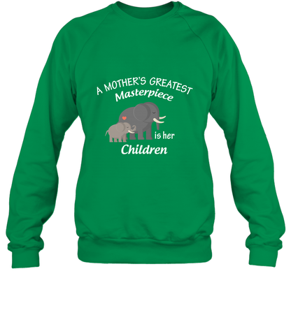 A Mothers Greatest Masterpiece Is Her Children Elephants Family Shirt Sweatshirt Irish Green