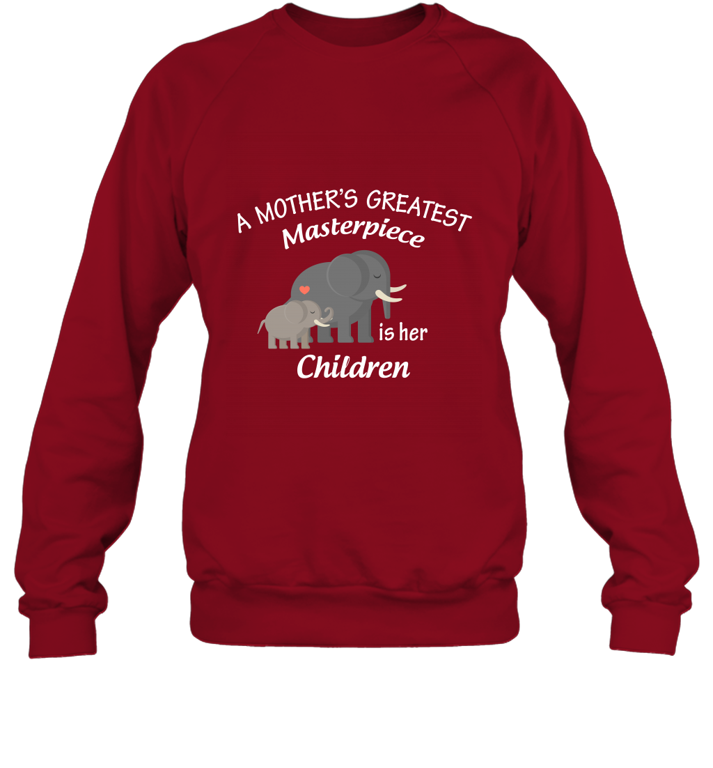 A Mothers Greatest Masterpiece Is Her Children Elephants Family Shirt Sweatshirt Cardinal Red