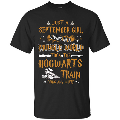 Harry Potter T-shirt Just A September Girl Living In A Muggle World Royal