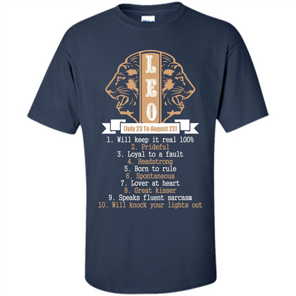 Leo T-shirt Will Knock Your Lights Out Navy