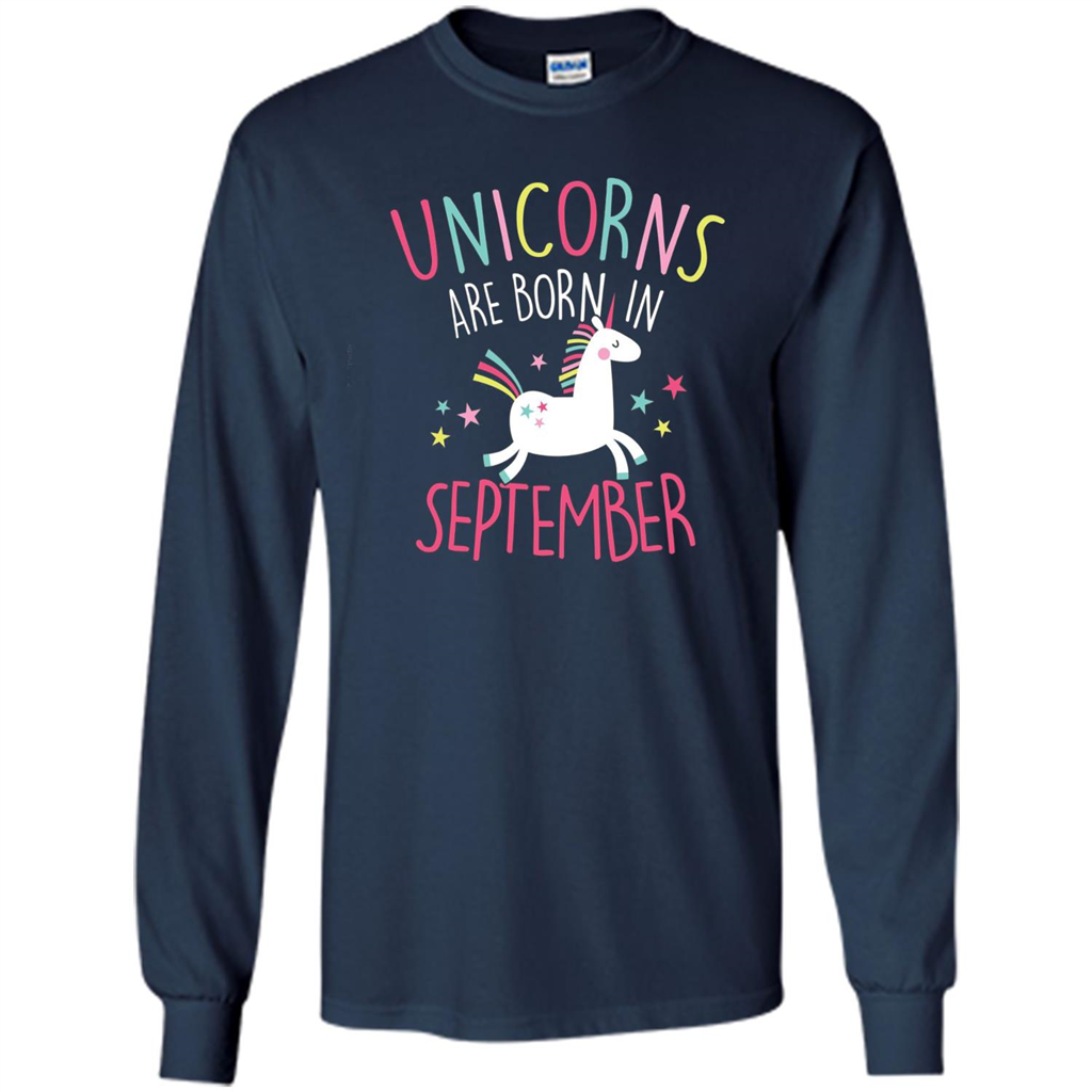 Unicorns Are Born In September Birthday T-Shirt Navy