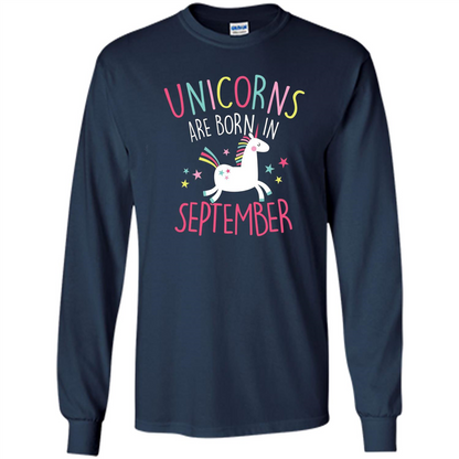 Unicorns Are Born In September Birthday T-Shirt Navy
