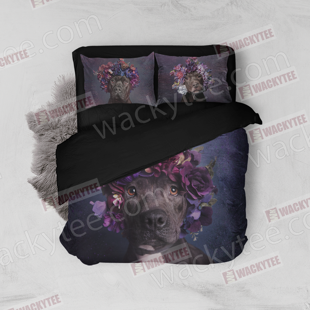 Pitbulls And Flowers Bed Set