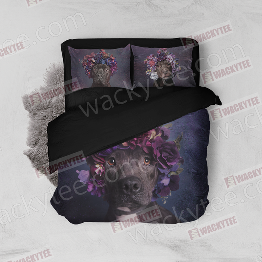 Pitbulls And Flowers Bed Set