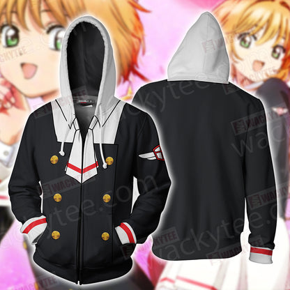 Cardcaptor Sakura Tomoeda Uniform Cosplay Zip Up Hoodie Jacket 4XL