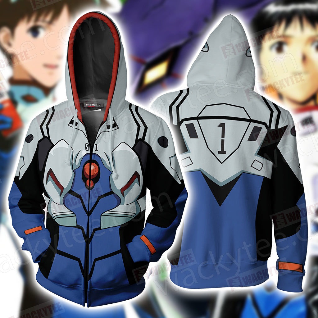 Shin Seiki Evangelion Ikari Shinji Cosplay Zip Up Hoodie Jacket