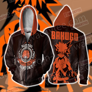 Boku No Hero Academia Katsuki Bakugou Zip Up Hoodie Jacket WackyTee