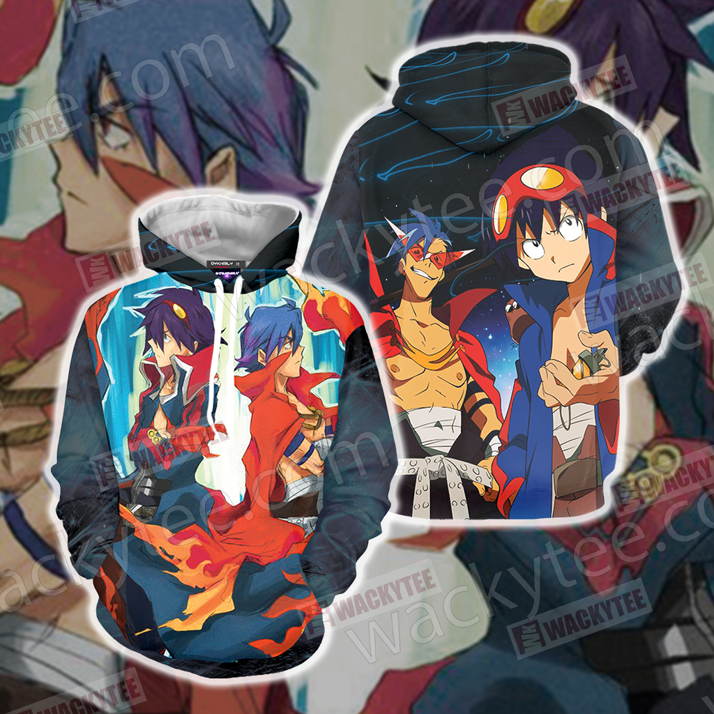 Gurren Lagann Simon and Kamina 3D Hoodie