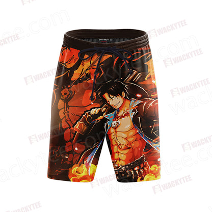 One Piece Portgas D. Ace 3D Beach Shorts