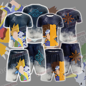 Digimon Yamato Ishida And Gabumon Minimalist Unisex 3D T-shirt
