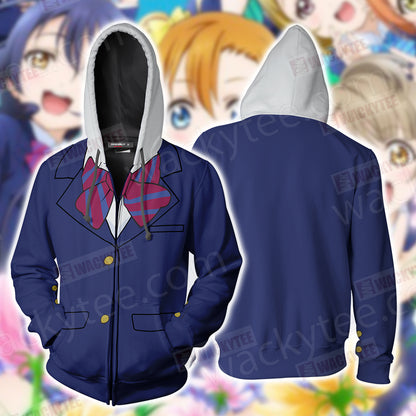 Otonokizaka Girls’ Academy Uniform Cosplay Zip Up Hoodie Jacket 4XL