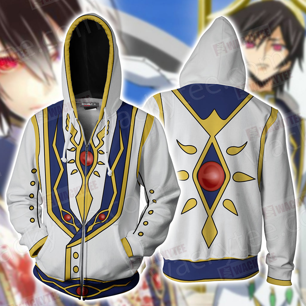 Code Geass: Lelouch Of The Rebellion R2 Lelouch Lamperouge Cosplay Zip Up Hoodie Jacket 4XL