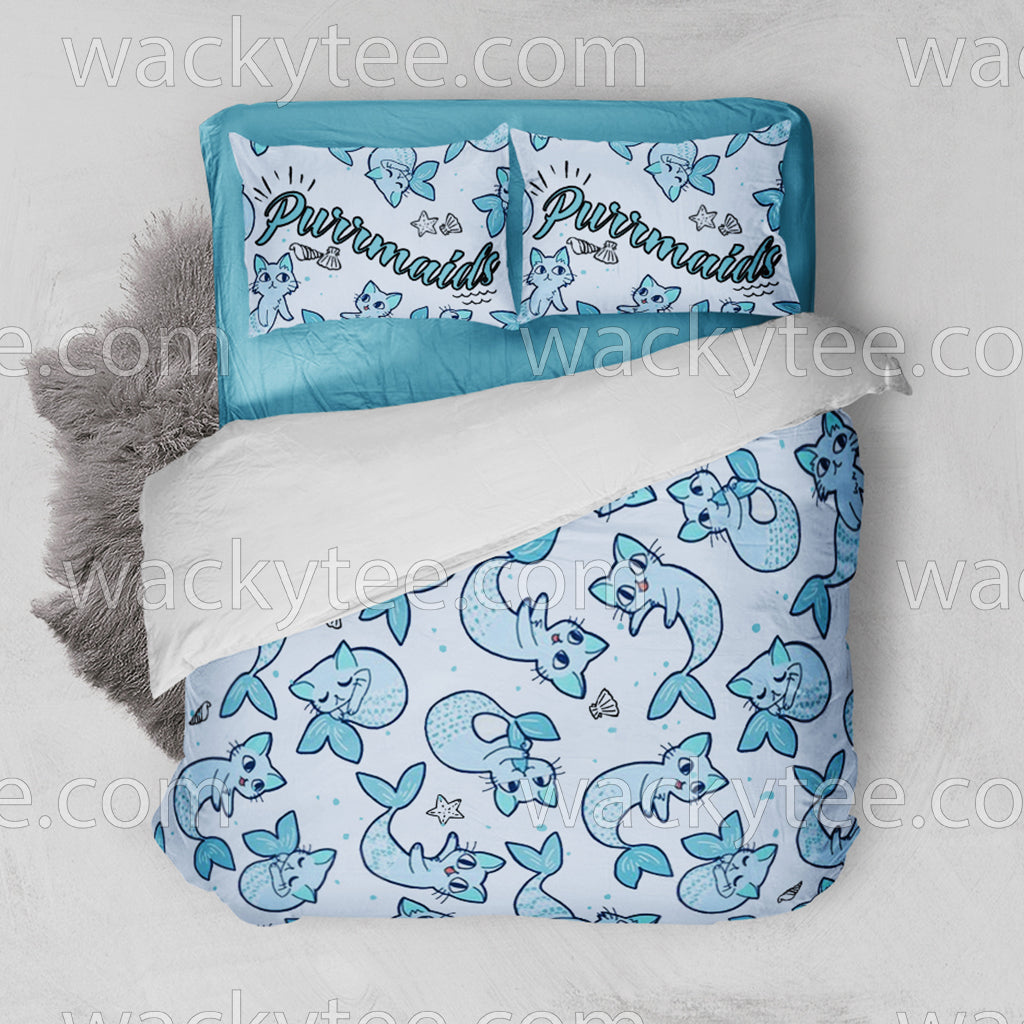 Cute Purrmaid Cat Mermaid Bed Set