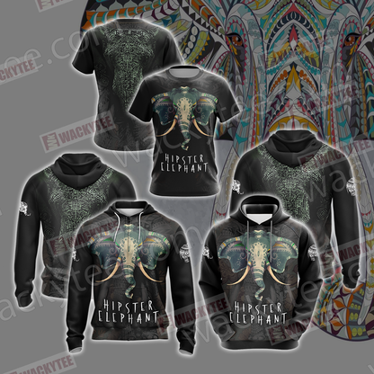 Hipster Elephant Unisex 3D Hoodie