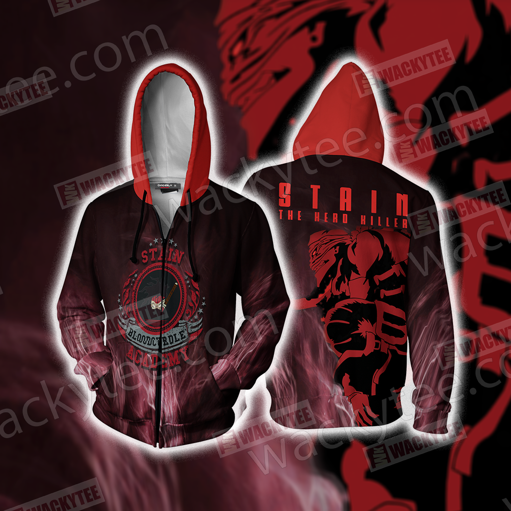 My Hero Academia Stain Bloodcurdle Academy Zip Up Hoodie 4XL