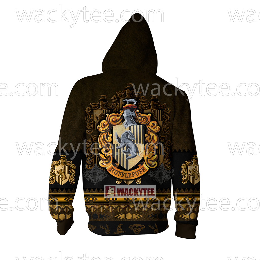 Loyal Like A Hufflepuff Harry Potter Wacky Style Zip Up Hoodie