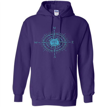 Life is Good T-shirt Compass Rose Nautical Sailing T-shirt Purple