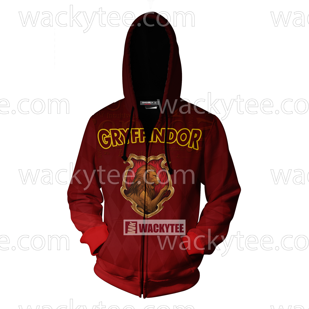 Gryffindor Let Deeds Reveal Your Heart New Zip Up Hoodie
