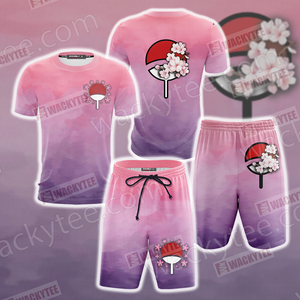 Naruto Sakura and Sasuke Symbol Unisex 3D Beach Shorts