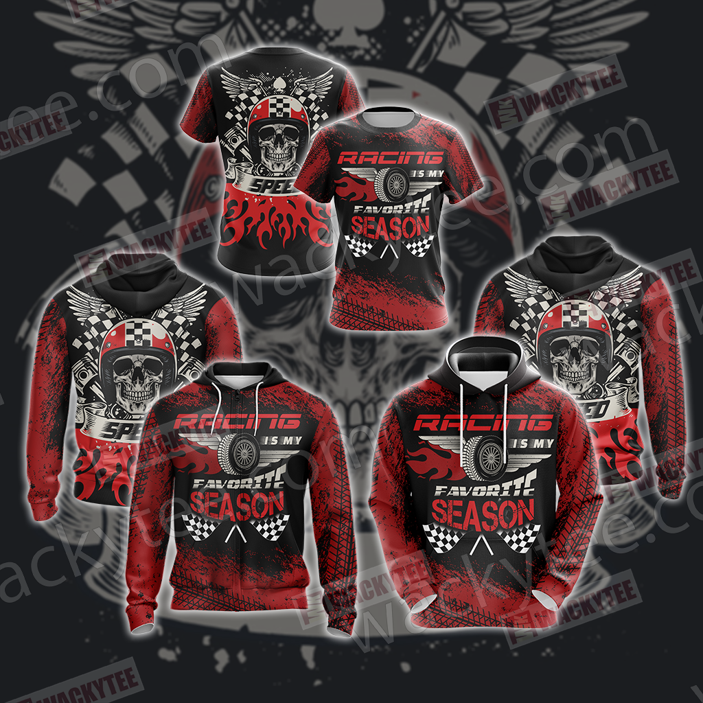 Racing Is My Favorite Season Speed Unisex Zip Up Hoodie