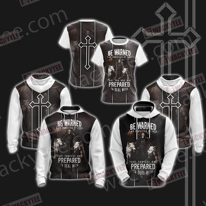 Christian Be Warned I Am Protected By Gods That You Are Not Perpared To Deal With Unisex Zip Up Hoodie Jacket