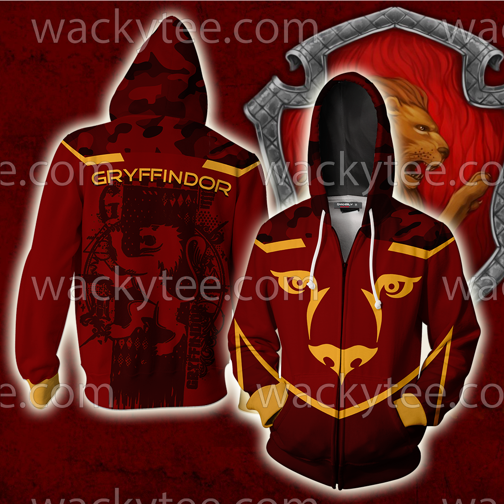 Gryffindor Let Deeds Reveal Your Heart Harry Potter Zip Up Hoodie 4XL