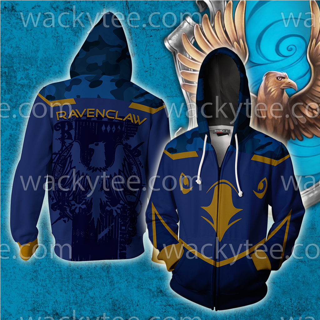Ravenclaw The Doors Of Wisdom Are Never Shut Harry Potter Zip Up Hoodie 4XL