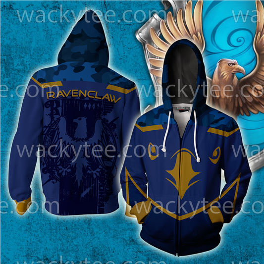 Ravenclaw The Doors Of Wisdom Are Never Shut Harry Potter Zip Up Hoodie 4XL