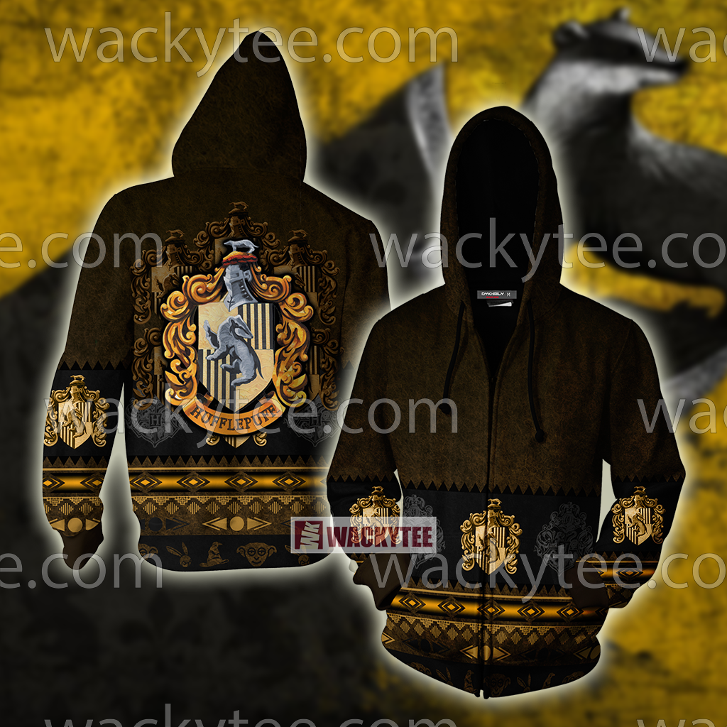 Loyal Like A Hufflepuff Harry Potter Wacky Style Zip Up Hoodie 4XL