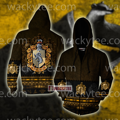 Loyal Like A Hufflepuff Harry Potter Wacky Style Zip Up Hoodie 4XL