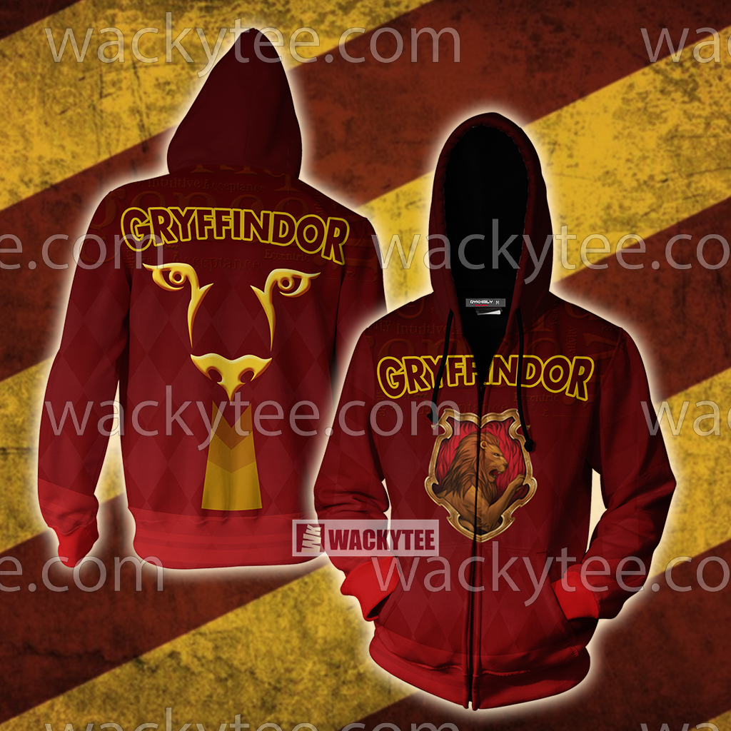 Gryffindor Let Deeds Reveal Your Heart New Zip Up Hoodie 4XL