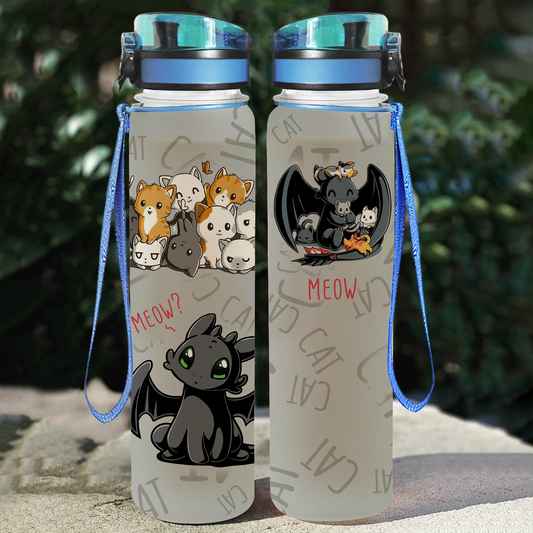 How to Train Your Dragon x Cats Water Tracker Bottle 32 Oz