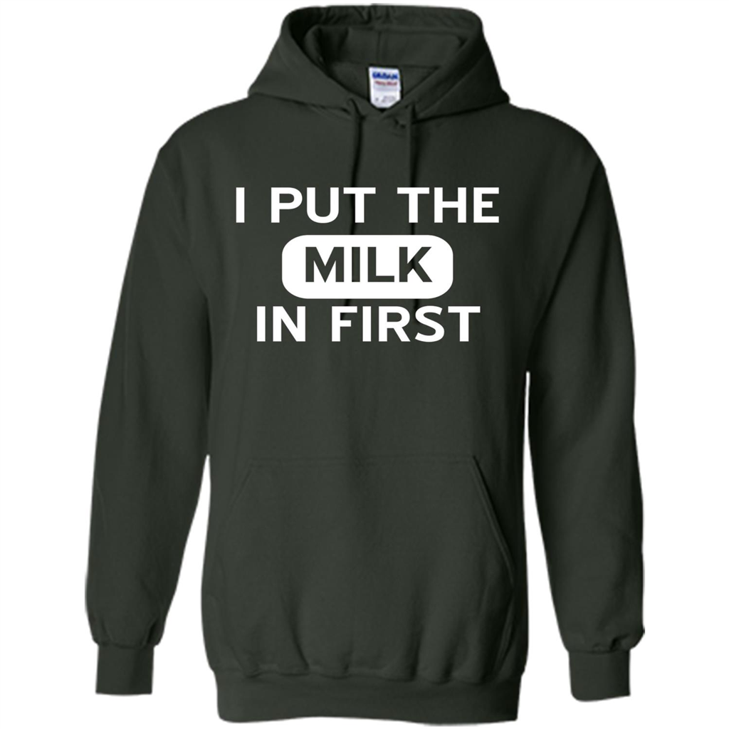 England British Biscuit Cereal T-shirt I Put The Milk In First Forest Green