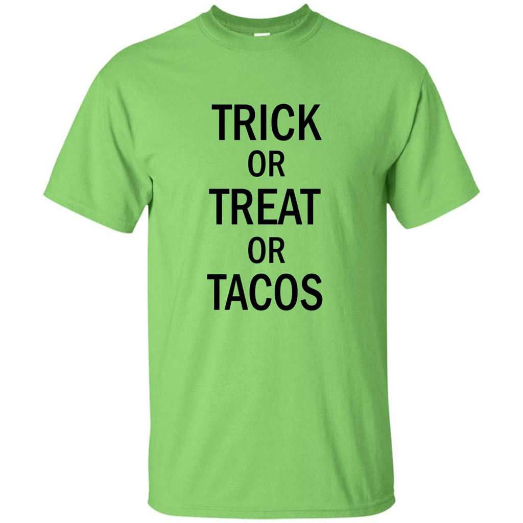 Trick or Treat or Tacos T-shirt Funny Halloween Costume T-shirt Lime