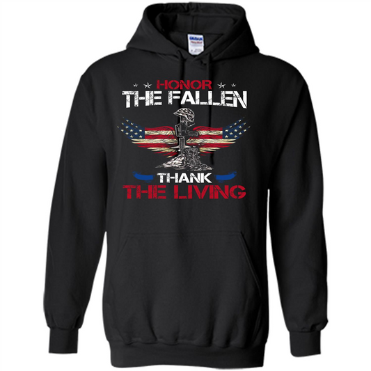 Military T-shirt Honor The Fallen Thank The Living Black