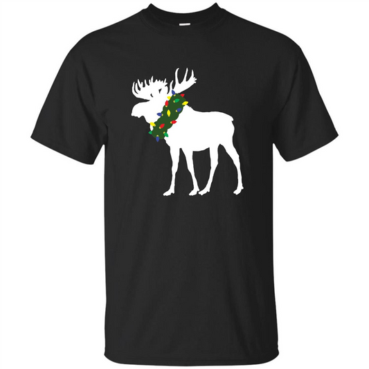 Moose Christmas Wreath Holiday T-shirt Black
