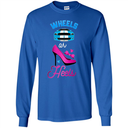 Wheels Or Heels We Love You Gender Reveal Party T-shirt Royal