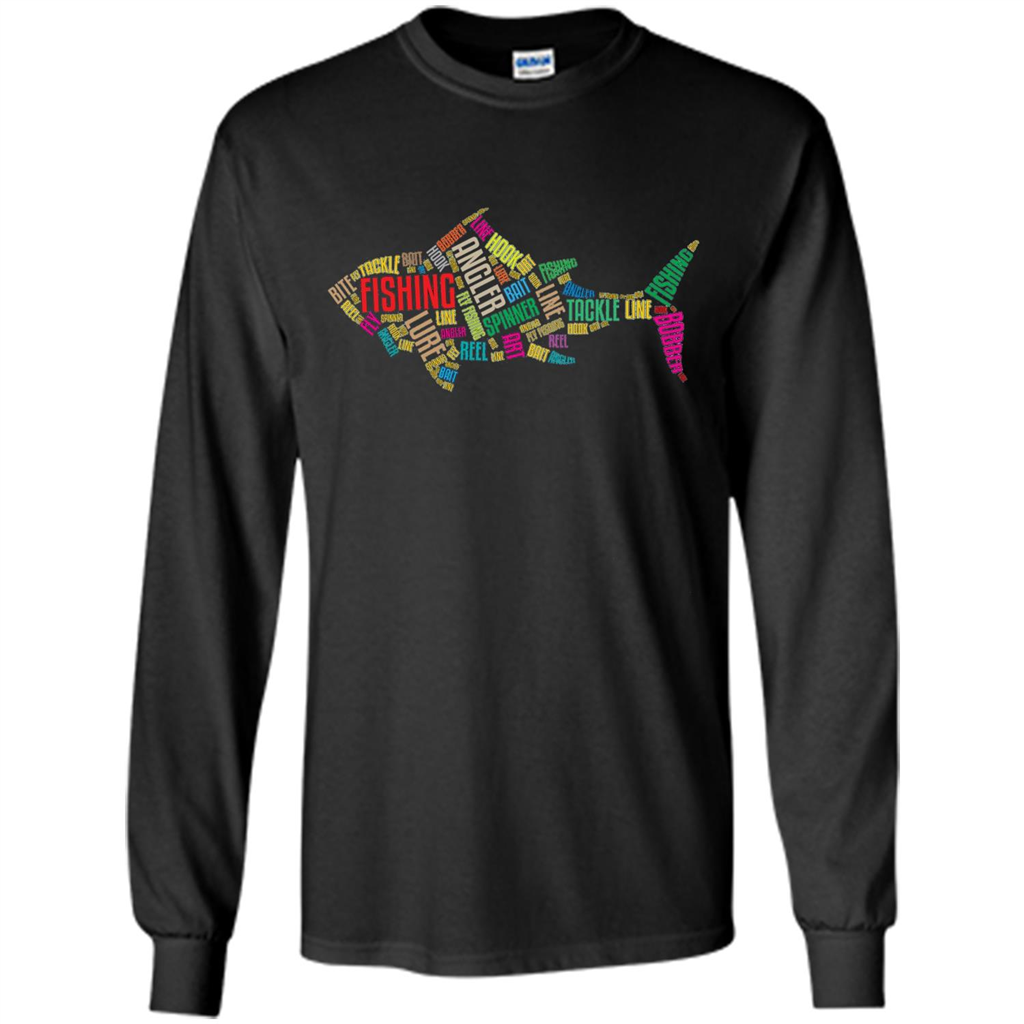 Fishing T-shirt Angler Lure Tackle Hook Reel Black