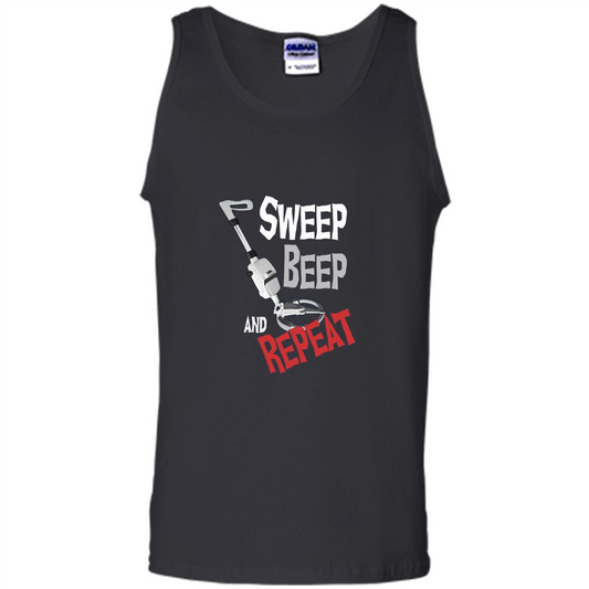 Metal Detector Gold Detecting Sweep Beep Repeat Funny T-shirt White