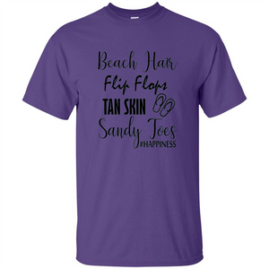 Summer Tshirt Beach Hair Flip Flops Tan Skin Sandy Toes Happiness