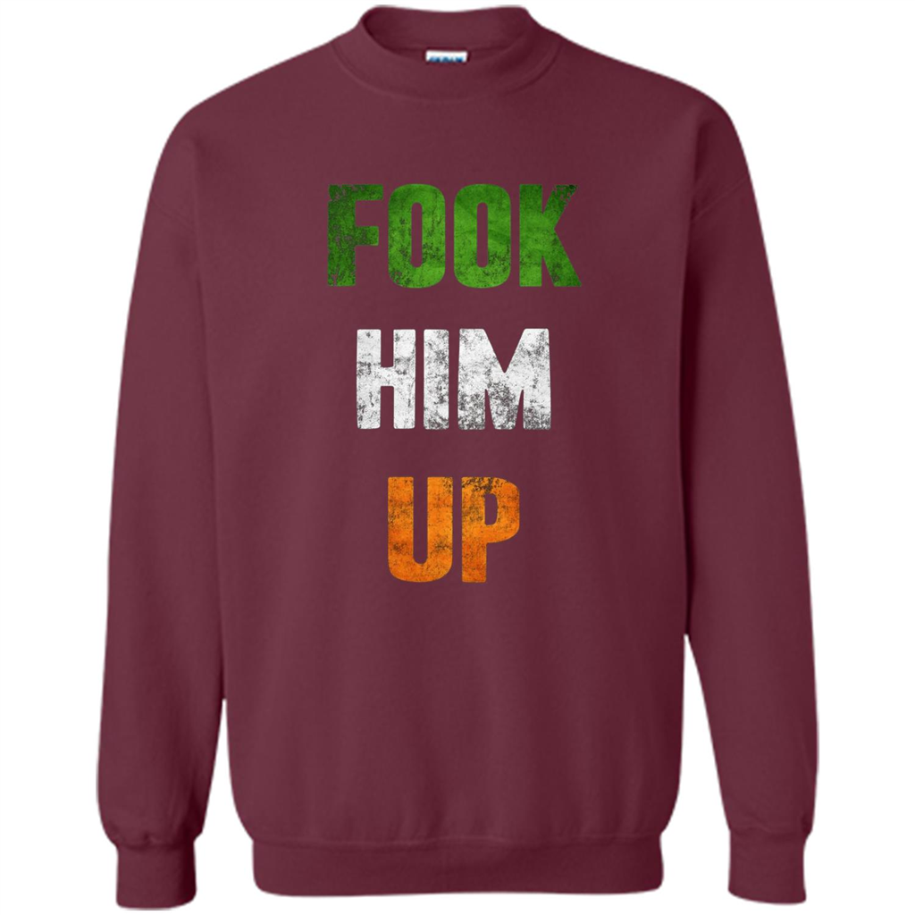 Funny Boxing T-shirt Fook Him Up Irish Boxing T-shirt Maroon