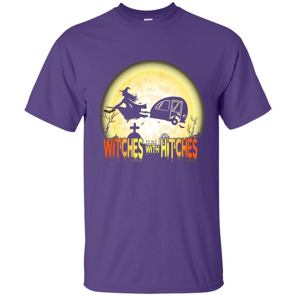 Witches With Hitches Camping Funny T-shirt Halloween T-shirt Purple
