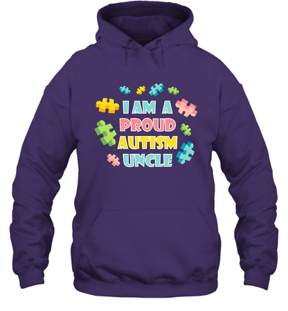 I Am A Proud Autism Uncle Family Shirt Hoodie Hoodie Purple