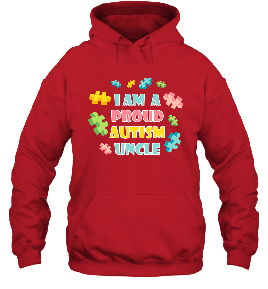I Am A Proud Autism Uncle Family Shirt Hoodie Hoodie Red