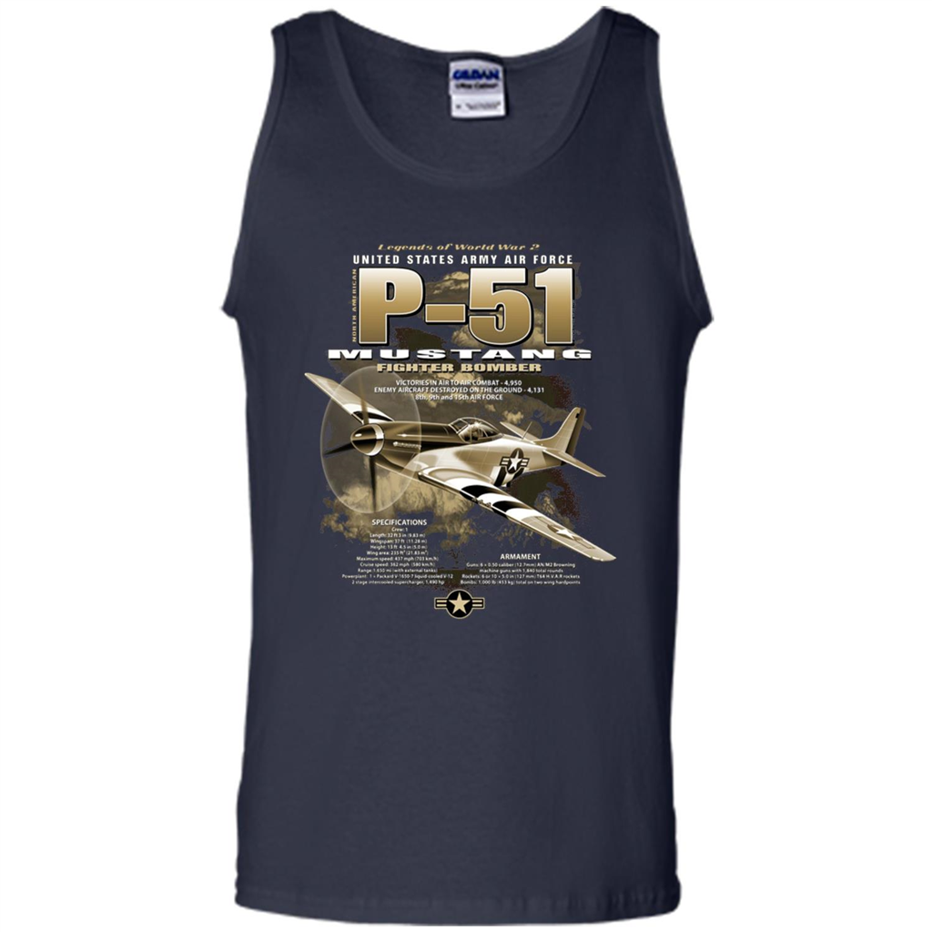 P-51 Mustang United States Army Air Force Fighter T-shirt Navy