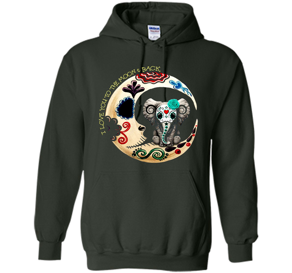 Elephant I Love You To The Moon Back T-shirt Forest Green