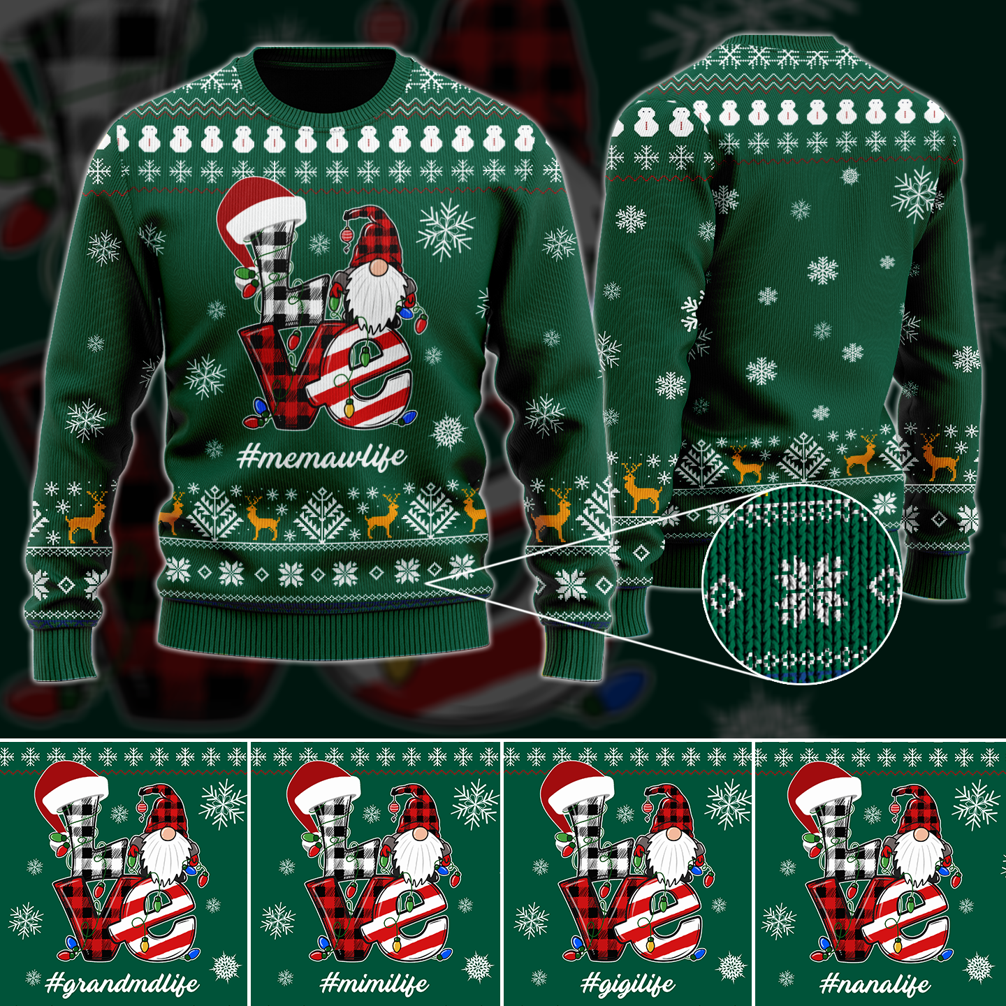 Personalized Christmas #Grandmalife For Grandma Wool Ugly Sweater