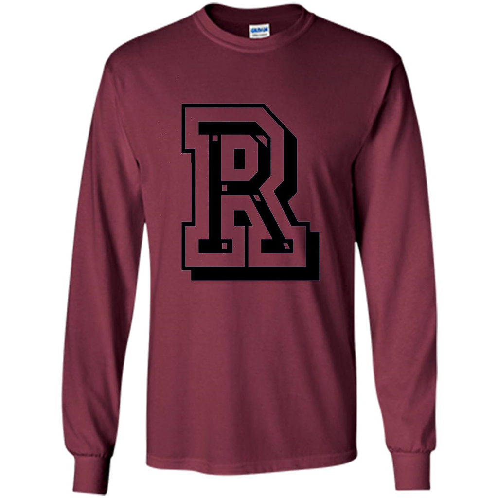 Letter R Initial T-Shirt for Names or Spelling Words Maroon